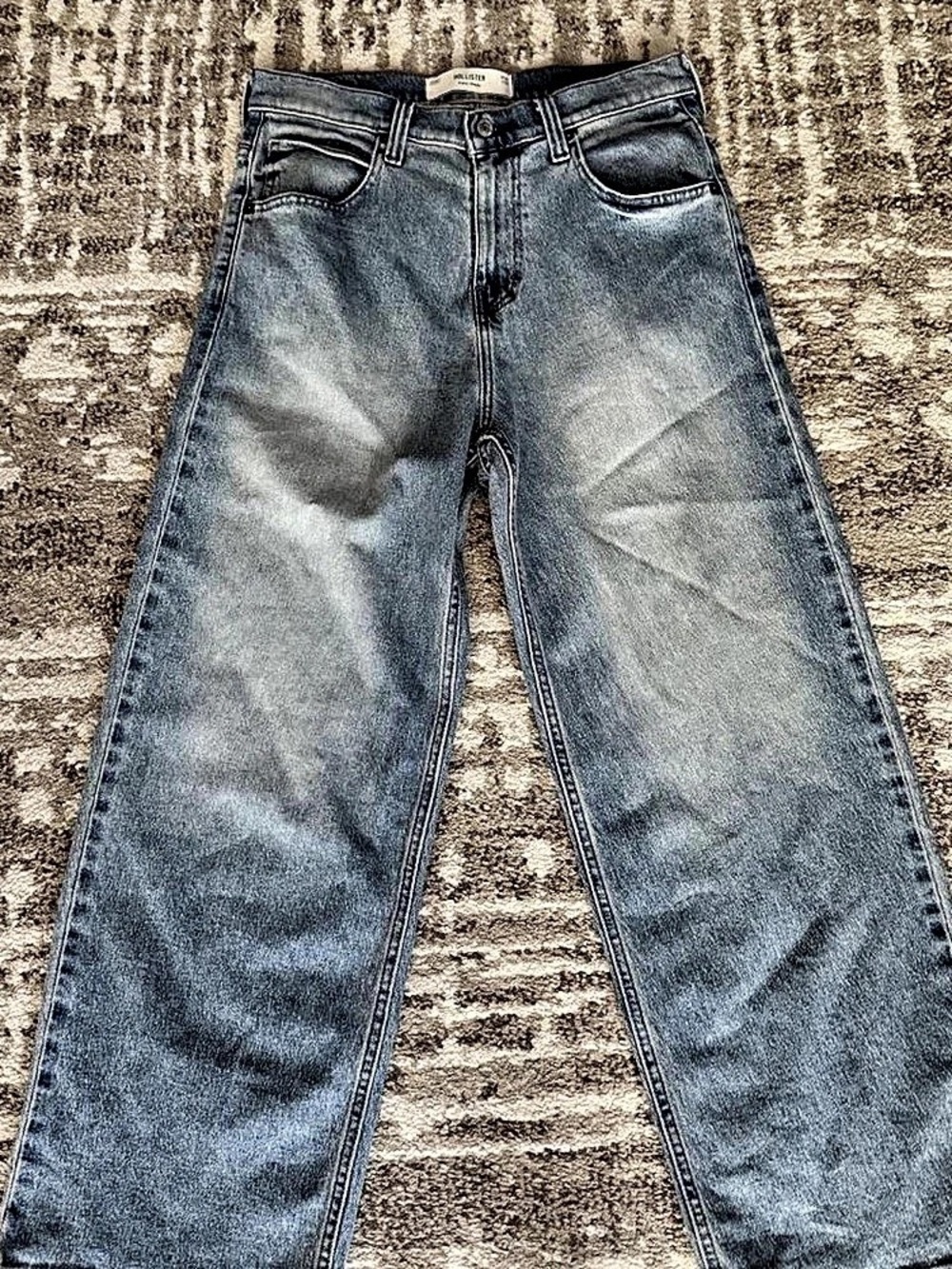 Hollister Super Baggy Jeans Straight Leg Jeans Blue Waist 30